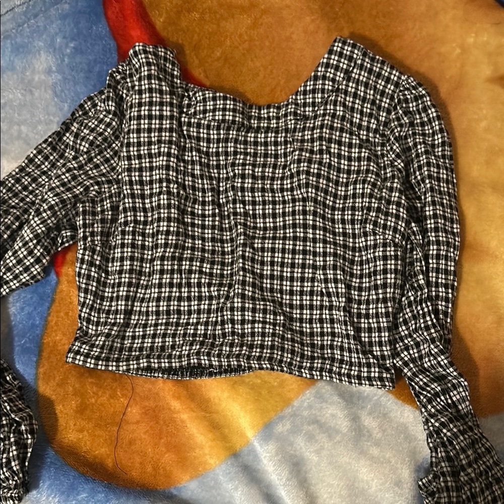 Black and White Checkered Women's Top